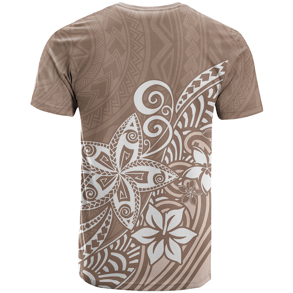 Polynesia T Shirt Plumeria Beige Curves - Wonder Print Shop