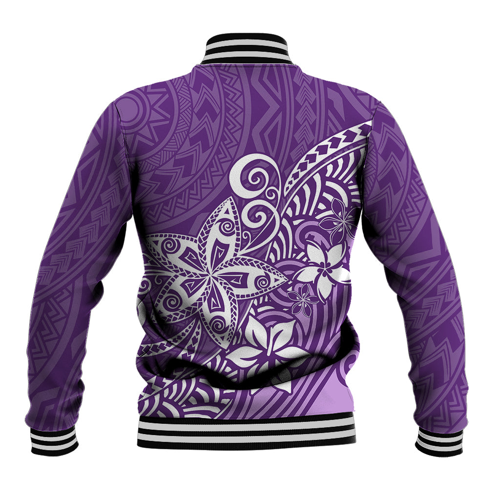 Polynesia Baseball Jacket Plumeria Purple Curves LT7 - Wonder Print Shop