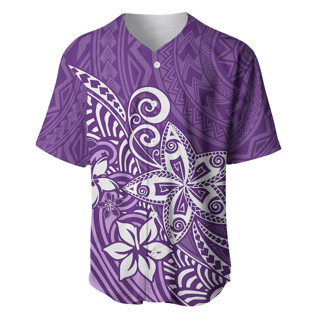 Polynesia Baseball Jersey Plumeria Purple Curves LT7 - Wonder Print Shop