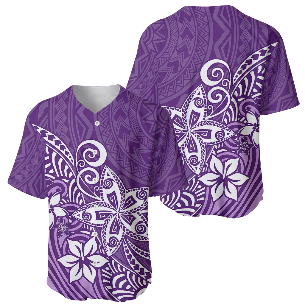 Polynesia Baseball Jersey Plumeria Purple Curves LT7 - Wonder Print Shop