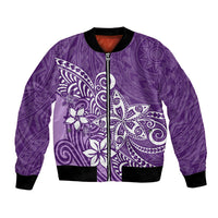 Polynesia Bomber Jacket Plumeria Purple Curves LT7 - Wonder Print Shop
