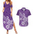 Polynesia Couples Matching Summer Maxi Dress and Hawaiian Shirt Plumeria Purple Curves LT7 - Wonder Print Shop