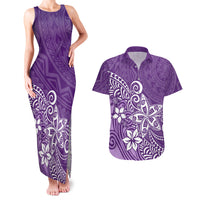 Polynesia Couples Matching Tank Maxi Dress And Hawaiian Shirt Plumeria Purple Curves LT7 - Wonder Print Shop