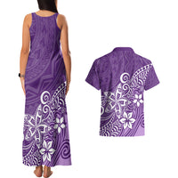 Polynesia Couples Matching Tank Maxi Dress And Hawaiian Shirt Plumeria Purple Curves LT7 - Wonder Print Shop