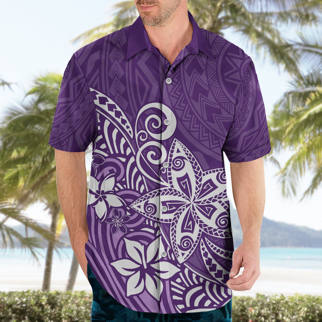 Polynesia Hawaiian Shirt Plumeria Purple Curves - Wonder Print Shop