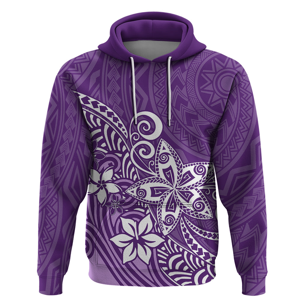 Polynesia Hoodie Plumeria Purple Curves - Wonder Print Shop