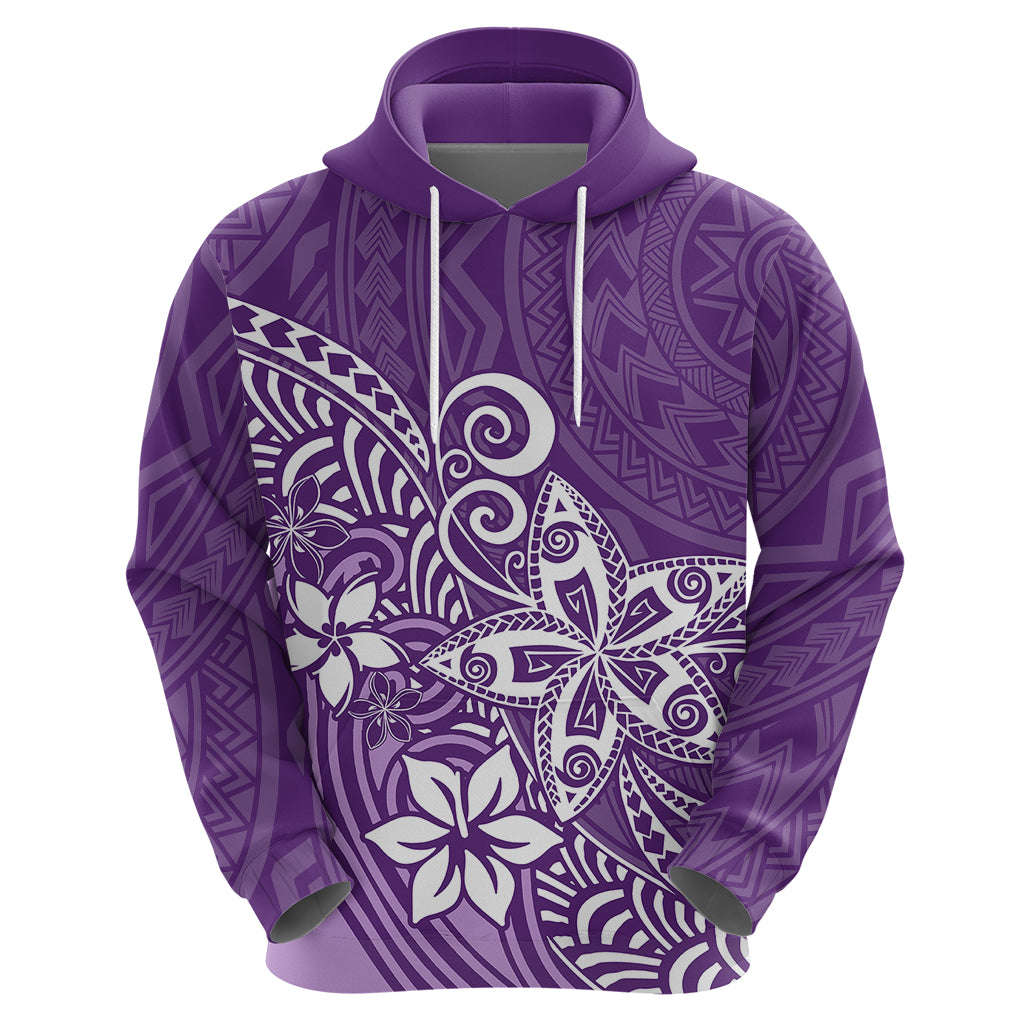 Polynesia Hoodie Plumeria Purple Curves - Wonder Print Shop