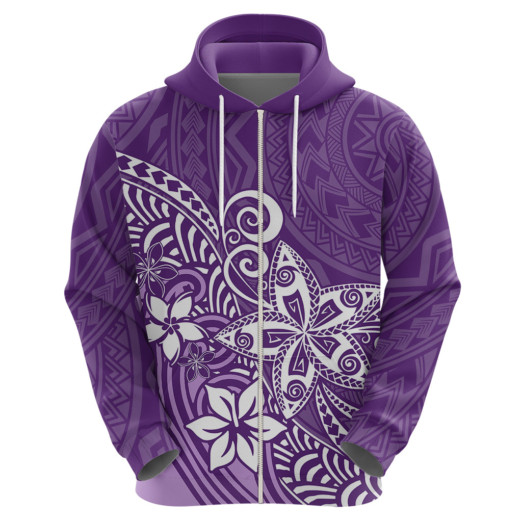 Polynesia Hoodie Plumeria Purple Curves - Wonder Print Shop