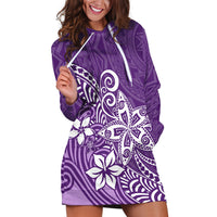 Polynesia Hoodie Dress Plumeria Purple Curves - Wonder Print Shop
