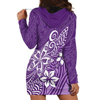 Polynesia Hoodie Dress Plumeria Purple Curves - Wonder Print Shop