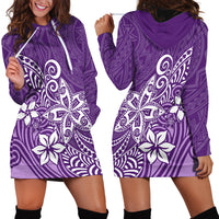 Polynesia Hoodie Dress Plumeria Purple Curves - Wonder Print Shop