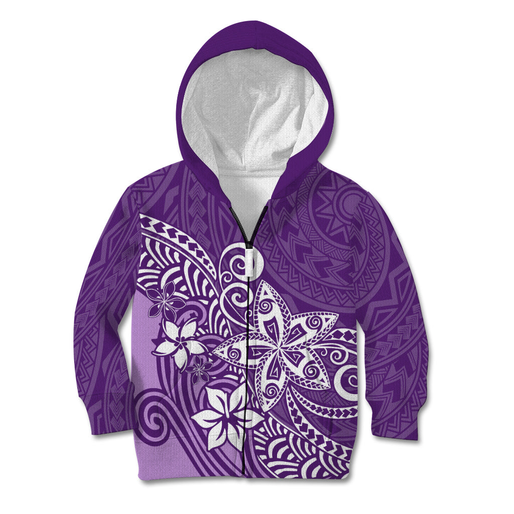 Polynesia Kid Hoodie Plumeria Purple Curves - Wonder Print Shop