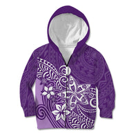 Polynesia Kid Hoodie Plumeria Purple Curves - Wonder Print Shop