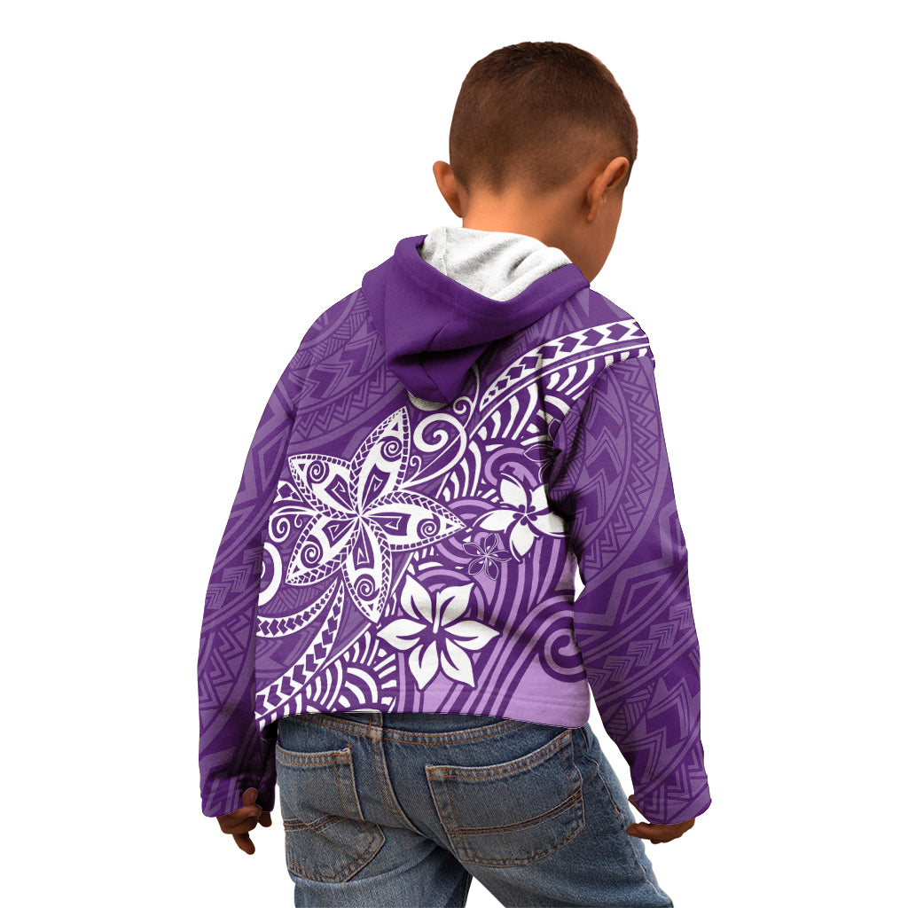 Polynesia Kid Hoodie Plumeria Purple Curves - Wonder Print Shop