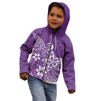 Polynesia Kid Hoodie Plumeria Purple Curves - Wonder Print Shop