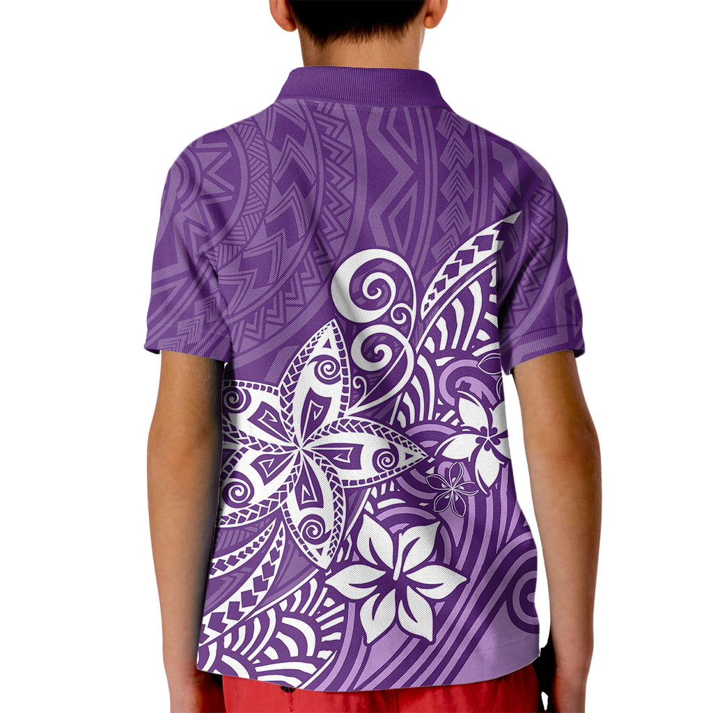 Polynesia Kid Polo Shirt Plumeria Purple Curves - Wonder Print Shop