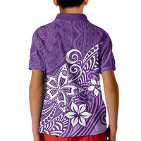Polynesia Kid Polo Shirt Plumeria Purple Curves - Wonder Print Shop