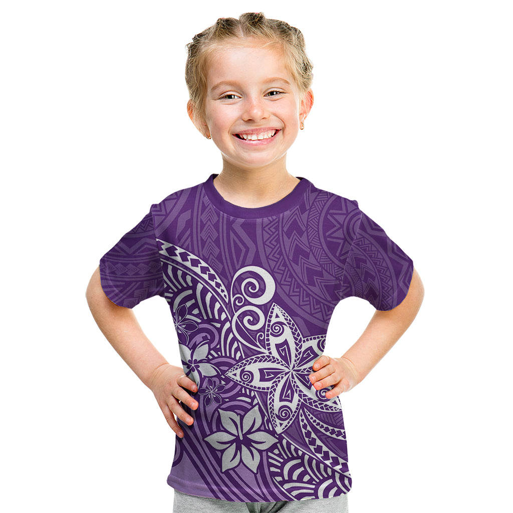 Polynesia Kid T Shirt Plumeria Purple Curves - Wonder Print Shop