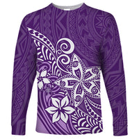 Polynesia Long Sleeve Shirt Plumeria Purple Curves - Wonder Print Shop