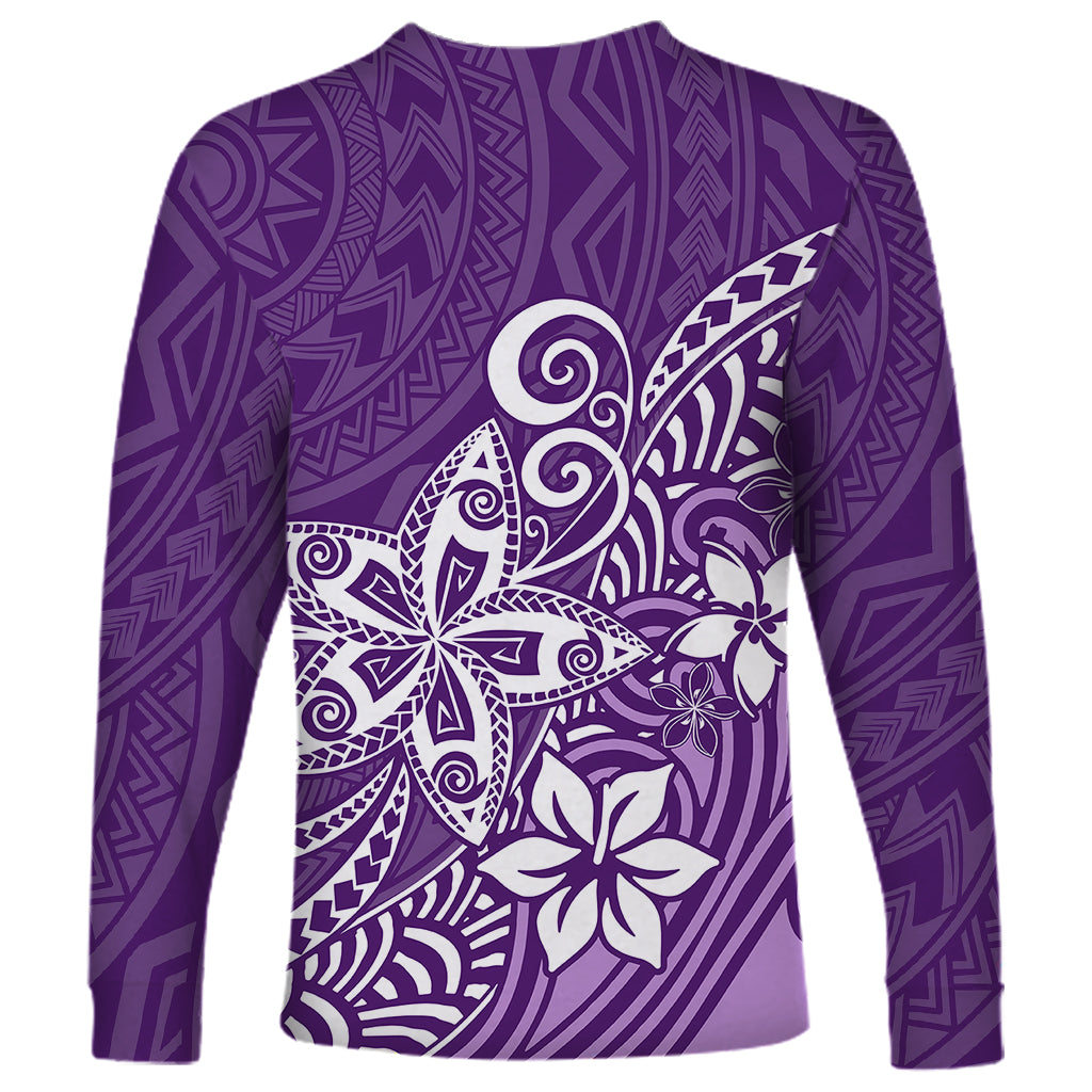 Polynesia Long Sleeve Shirt Plumeria Purple Curves - Wonder Print Shop