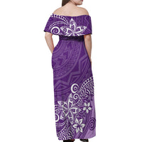 Polynesia Off Shoulder Maxi Dress Plumeria Purple Curves - Wonder Print Shop