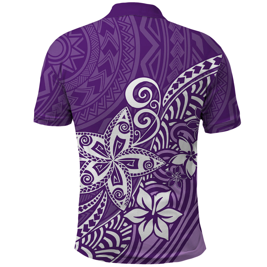 Polynesia Polo Shirt Plumeria Purple Curves - Wonder Print Shop
