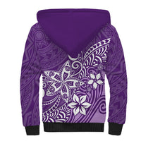 Polynesia Sherpa Hoodie Plumeria Purple Curves - Wonder Print Shop