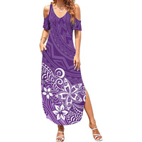 Polynesia Summer Maxi Dress Plumeria Purple Curves - Wonder Print Shop