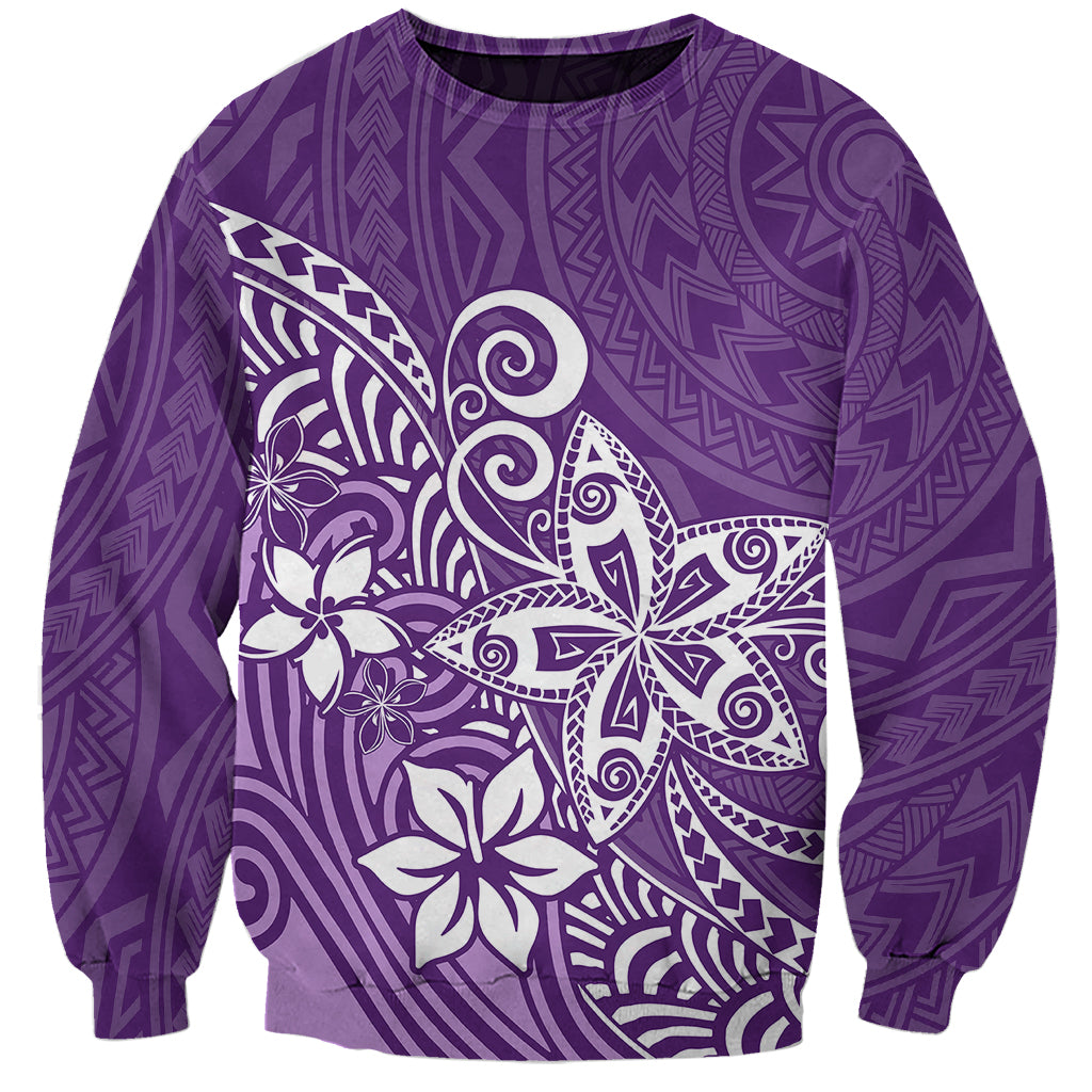 Polynesia Sweatshirt Plumeria Purple Curves - Wonder Print Shop