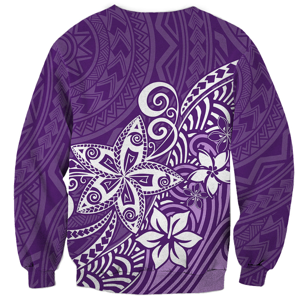 Polynesia Sweatshirt Plumeria Purple Curves - Wonder Print Shop