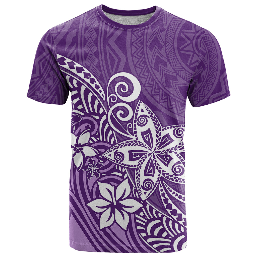 Polynesia T Shirt Plumeria Purple Curves - Wonder Print Shop