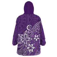 Polynesia Wearable Blanket Hoodie Plumeria Purple Curves - Wonder Print Shop