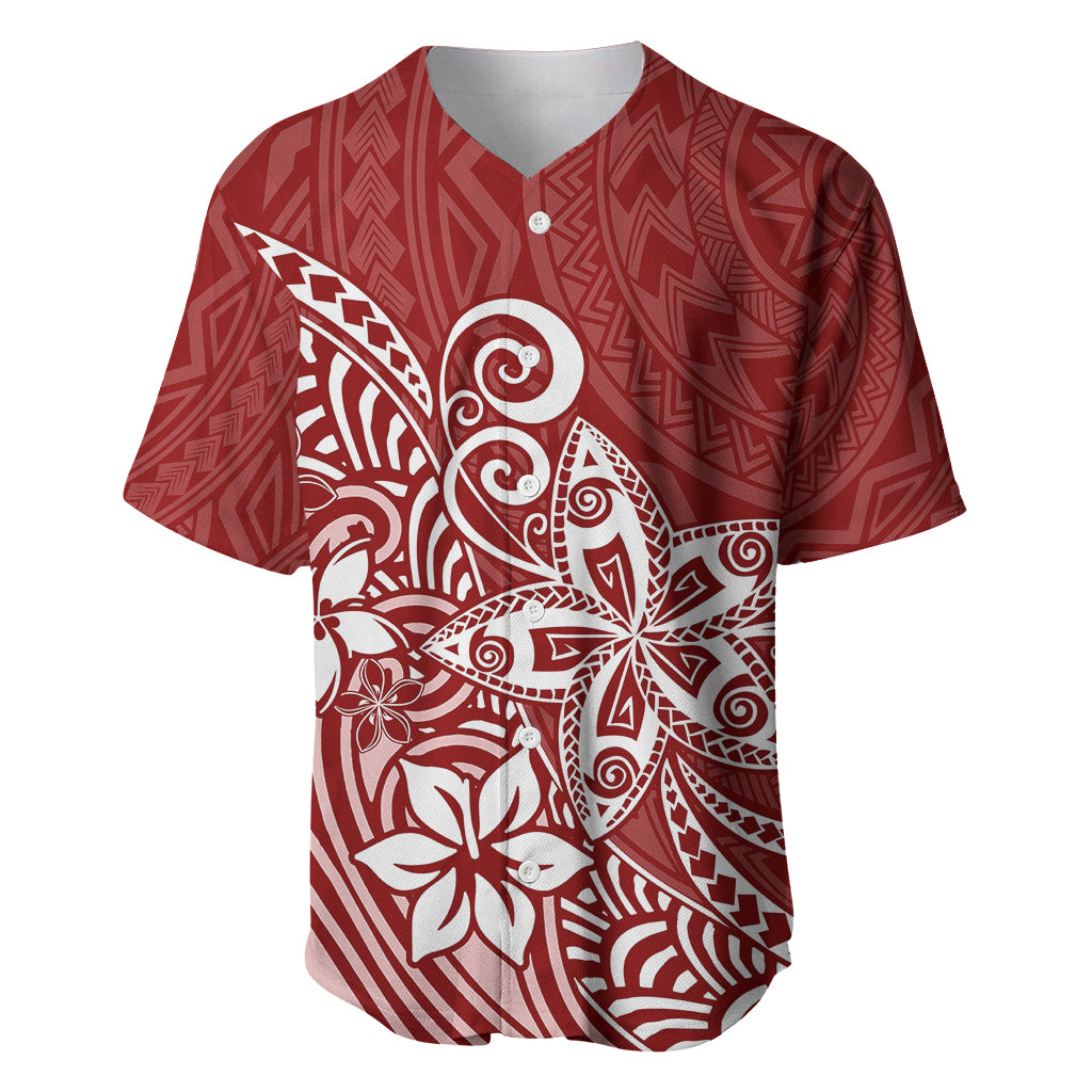 Polynesia Baseball Jersey Plumeria Red Curves LT7 - Wonder Print Shop
