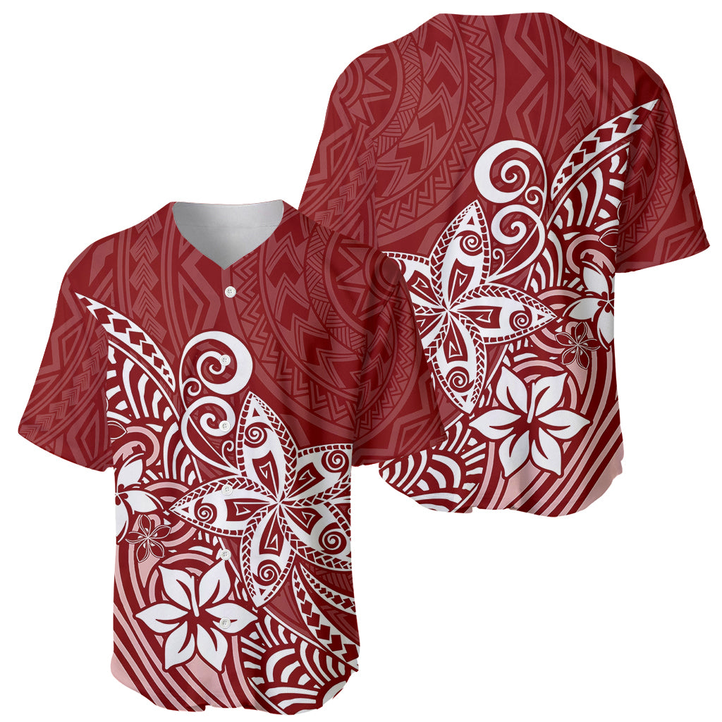 Polynesia Baseball Jersey Plumeria Red Curves LT7 - Wonder Print Shop
