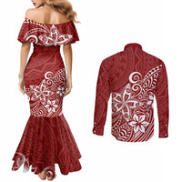 polynesia-couples-matching-mermaid-dress-and-long-sleeve-button-shirts-plumeria-red-curves