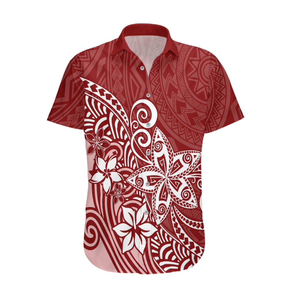 Polynesia Hawaiian Shirt Plumeria Red Curves - Wonder Print Shop