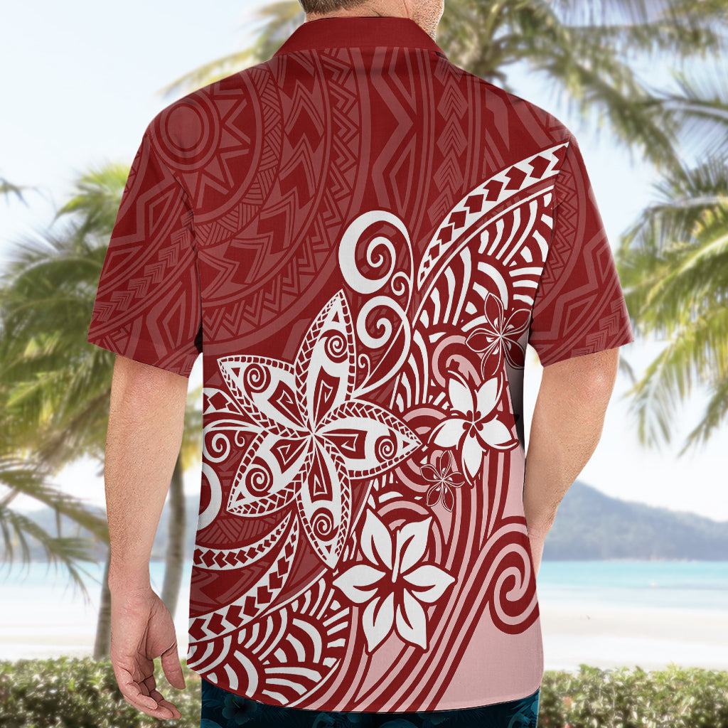 Polynesia Hawaiian Shirt Plumeria Red Curves - Wonder Print Shop