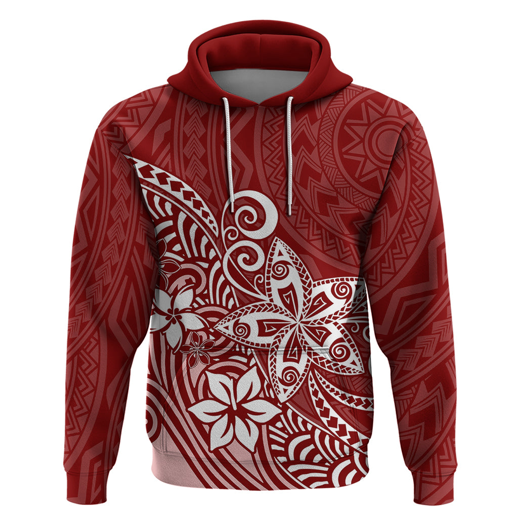 Polynesia Hoodie Plumeria Red Curves - Wonder Print Shop