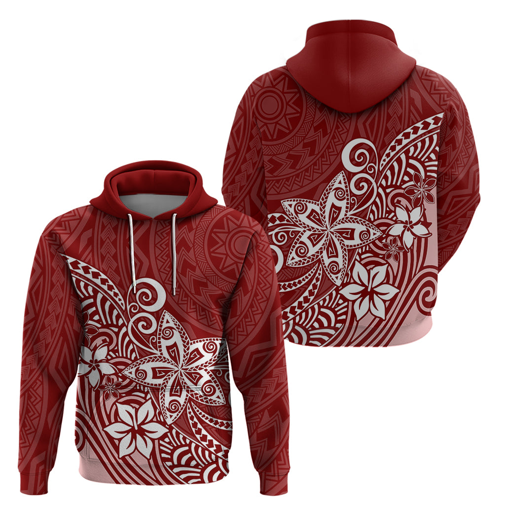 Polynesia Hoodie Plumeria Red Curves - Wonder Print Shop