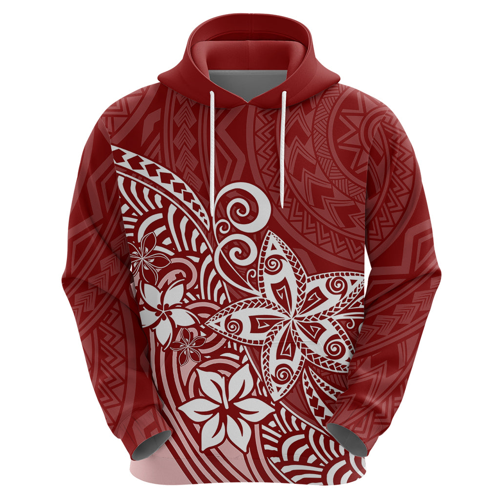 Polynesia Hoodie Plumeria Red Curves - Wonder Print Shop