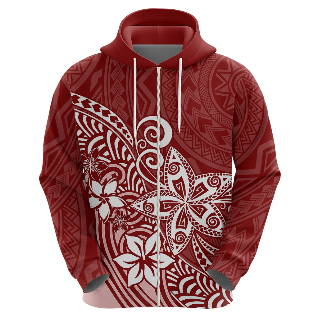 Polynesia Hoodie Plumeria Red Curves - Wonder Print Shop
