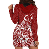Polynesia Hoodie Dress Plumeria Red Curves - Wonder Print Shop