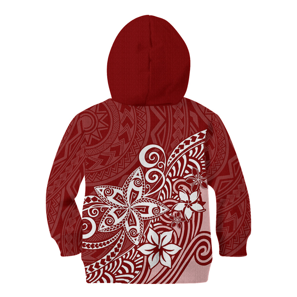 Polynesia Kid Hoodie Plumeria Red Curves - Wonder Print Shop