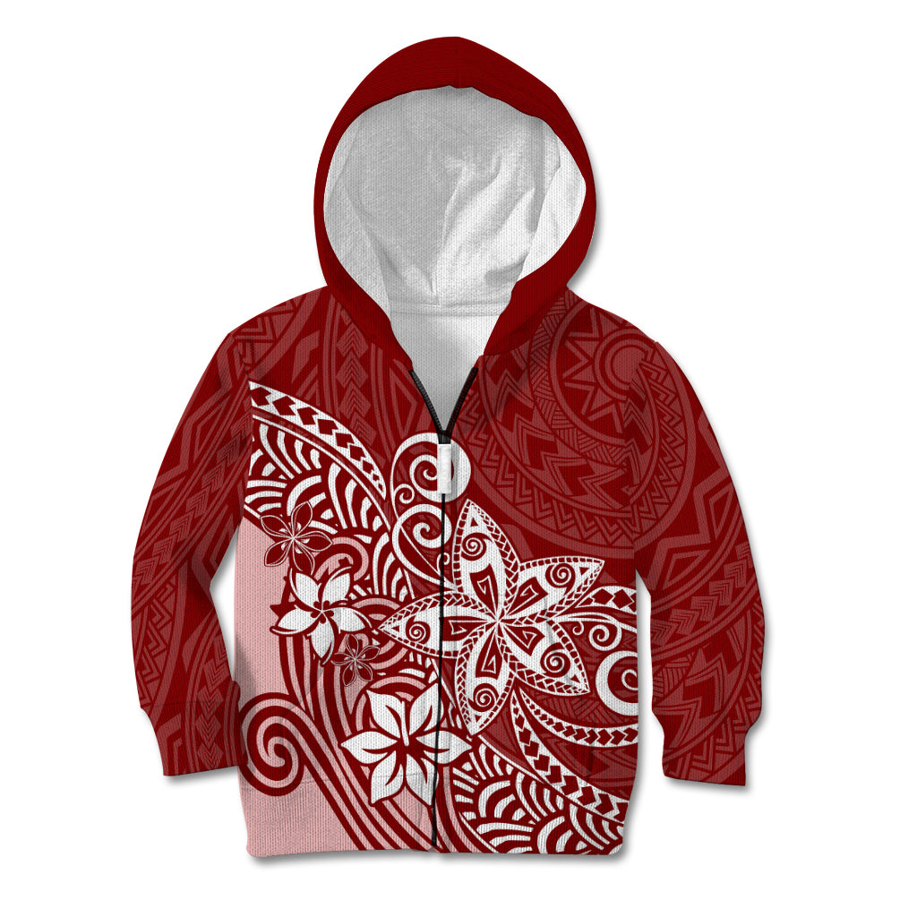Polynesia Kid Hoodie Plumeria Red Curves - Wonder Print Shop