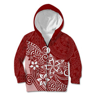 Polynesia Kid Hoodie Plumeria Red Curves - Wonder Print Shop