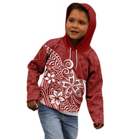 Polynesia Kid Hoodie Plumeria Red Curves - Wonder Print Shop