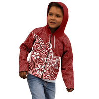 Polynesia Kid Hoodie Plumeria Red Curves - Wonder Print Shop
