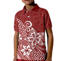 Polynesia Kid Polo Shirt Plumeria Red Curves - Wonder Print Shop