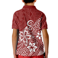 Polynesia Kid Polo Shirt Plumeria Red Curves - Wonder Print Shop