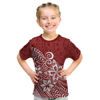 Polynesia Kid T Shirt Plumeria Red Curves - Wonder Print Shop